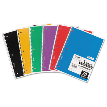 Mead® Spiral Notebook, 3-hole Punched, 1 Subject, Medium-college Rule, Randomly Assorted Covers, 10.5 X 7.5, 70 Sheets freeshipping - TVN Wholesale